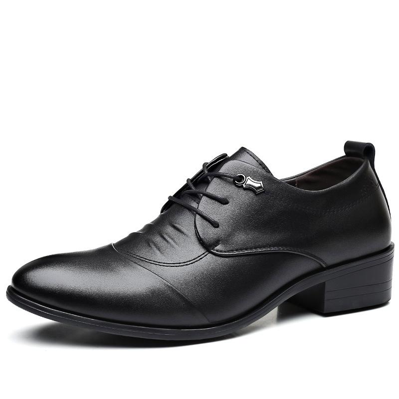 

Mens White Leather Pointed Toe Lace Up Dress Shoes With Decorative Buckle Block Heel Formal Business Wedding Prom Shoes Simple 39