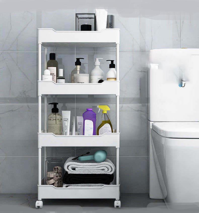 Aufbewahrungswagen, multifunktional, hohe Kapazität, platzsparend, 3/4-stufige Lagerung, bewegliches, bodenstehendes, rollendes vertikales Regal für die Küche