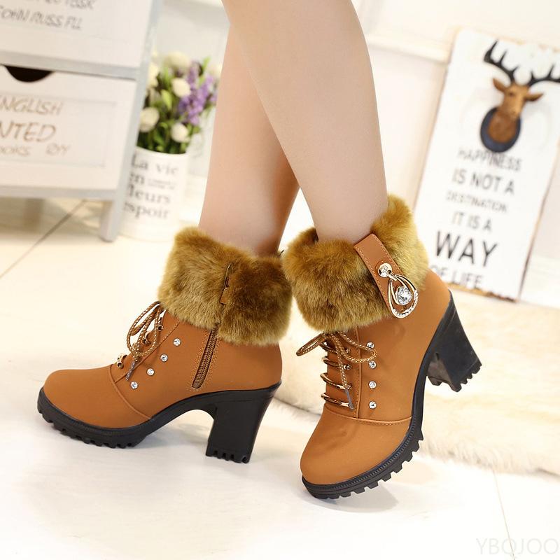 Fashionable Versatile Snow Boots Women Thick Soles Increased Height Casual Comfortable Short Boots Winter Warm Cotton Shoes