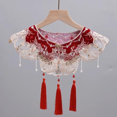 Lace Collar for Women False Collar Shoulder Wrap Traditional Chinese Hanfu Yunjian Tassels Decorative Collar