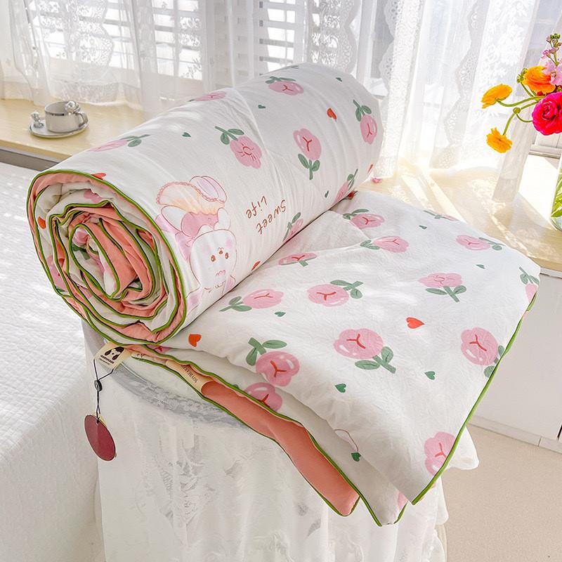 Rabbit Bear Dinosaur Strawberry Print Washed Cotton Summer Air Quilt Conditioner