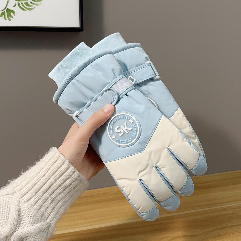 Autumn and Winter Ski Gloves  Outdoor Cycling and Snow Play with Fleece  Thickened Touch Screen Anti Slip Waterproof and Warm for Ladies