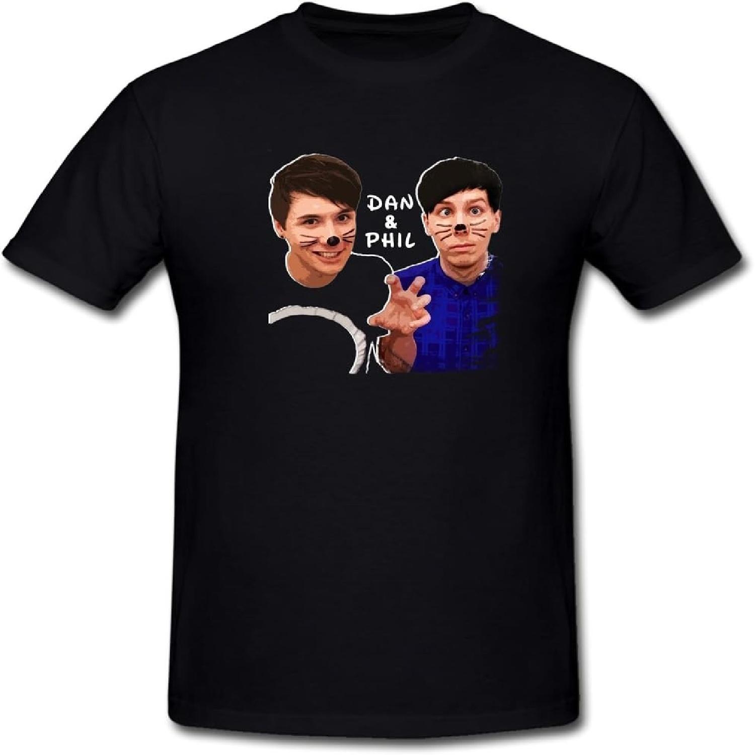 MoonArt Men s Dan Howell and Phil Lester Pattern T-Shirt Black S