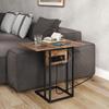 Tavolino Pieghevole, Stazione di Ricarica con Porte USB, Metallo, 39 x 29 x 57 cm, Marrone