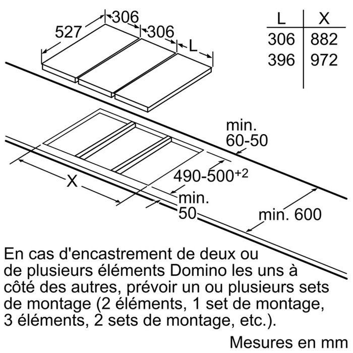 Domino Vitrocéramique BOSCH PXX375FB1E - 2 Foyers Induction - Zone FlexInduction - DirectSelect