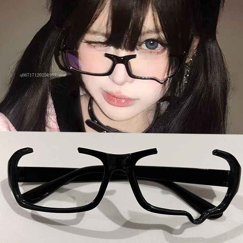 

Anime Tears Y2K Half Frame Eyeglass Frame - Concave Shape Unique Style Japan Fashion Optical Glasses Frame
