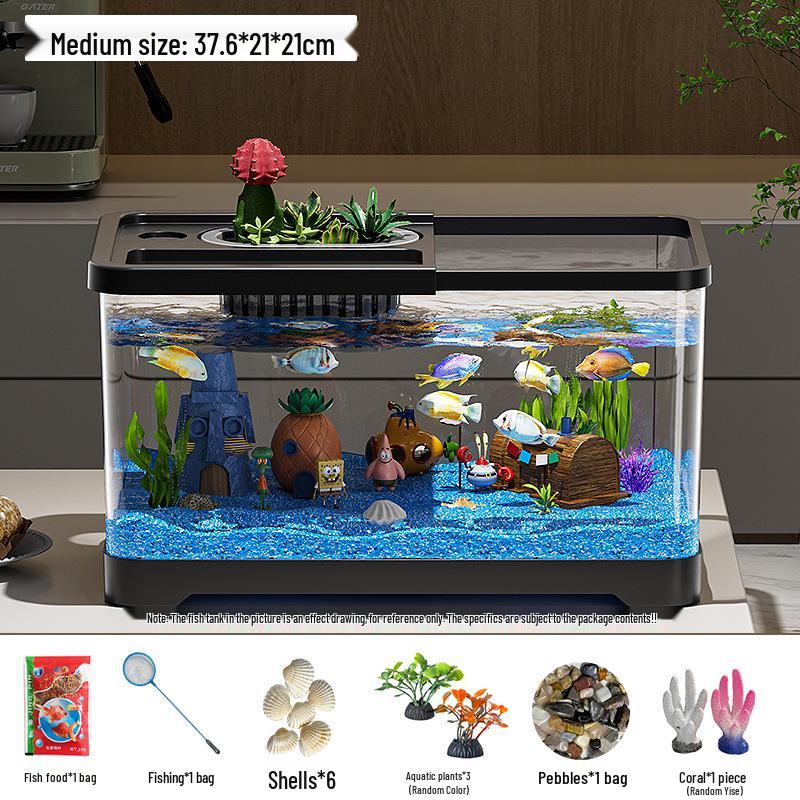 Eco-Friendly Desktop Goldfish Tank with Integrated Filter & Aerator for Living Room – Betta Fish Landscaping Aquarium