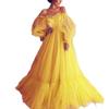 Vestido de Noiva Longo de Malha com Ombro Vazado de Uma Alça Grande Balanço Novo