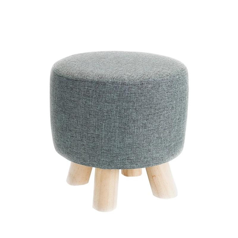 Stretch Round Stool Covers Linen Fabric Footstool Slipcovers Elastic Ottoman Cover Removable Chair Seat Case for Living Room