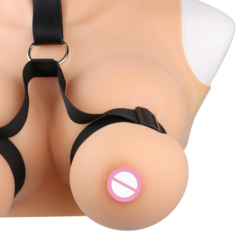 QKKQ Leather Breast Harness BDSM Boobs Restraint with Collar Couples SM Game Leather Lingerie Breast Belt Sex Toys for Couples