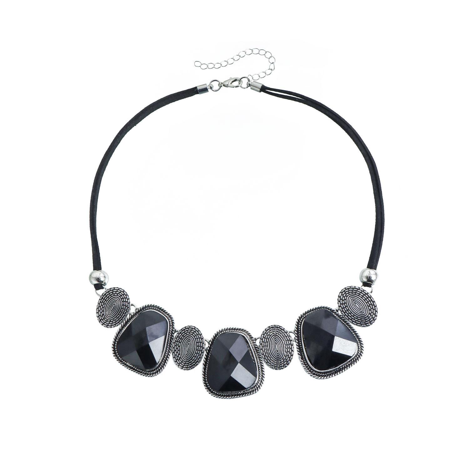 

Accessories, vintage old black gem necklace, bohemian Korean velvet rope exaggerated collarbone chain