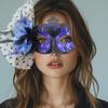 Feathered Masquerade Mask Halloween Party Eye Mask Flower Decoration Masquerade Half Face Mask for Women Cosplay