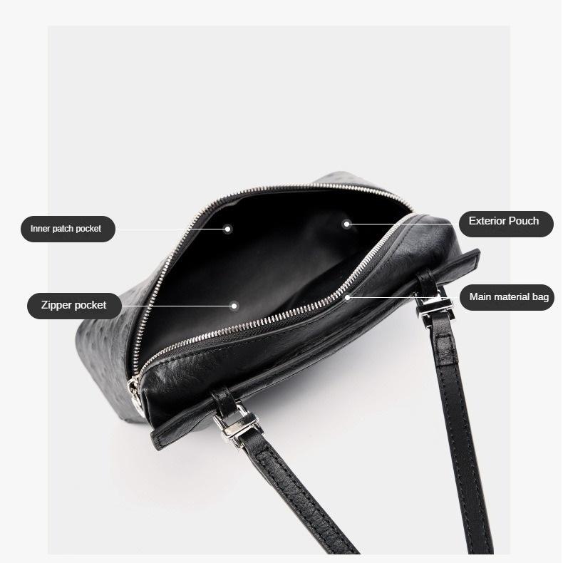 Kabelka z pravé kůže se vzorem pštrosí kůže QSL2788