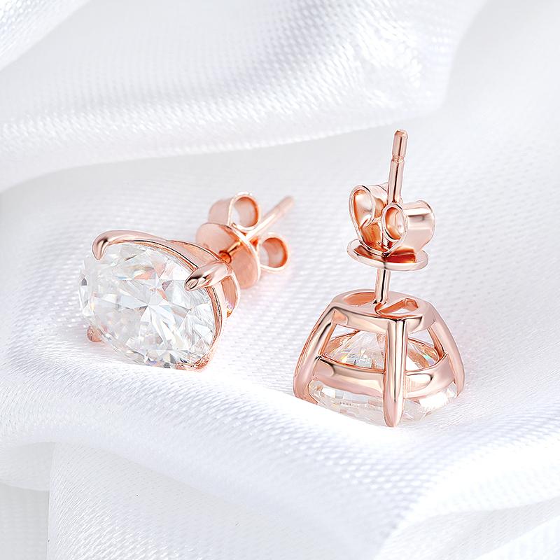Smyoue Roségold 1-4 Karat Oval geschliffene Moissanit Steckohrringe für Damen Mädchen Schmuck Labor Diamant Klassischer Ohrring Reines S925 Silber