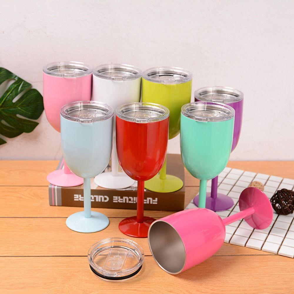 

10oz Stainless Steel Goblet Double Wall Coffee Mugs Drinking Cup Thermos Cup Outdoor
