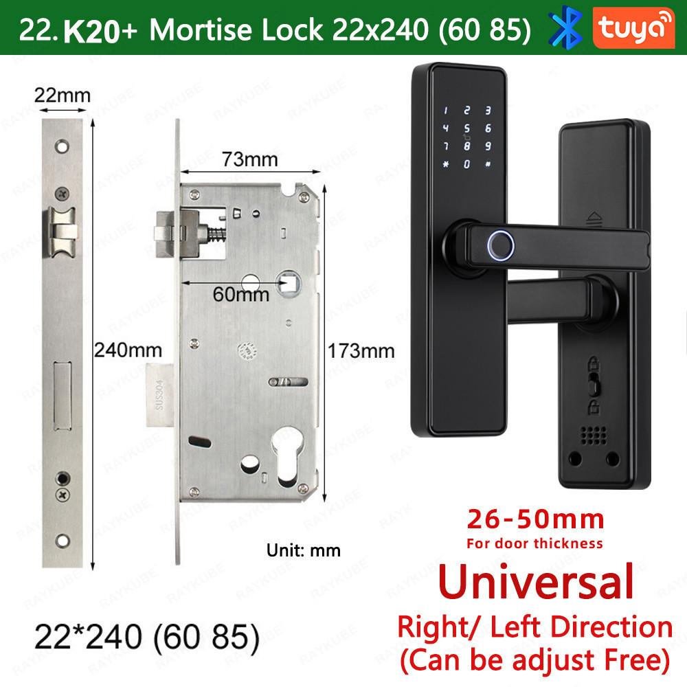 K20 Household Smart Electronic Door Lock with Tuya APP/IC Card/Password/ Key Unlock Biometric Fingerprint Door Lock