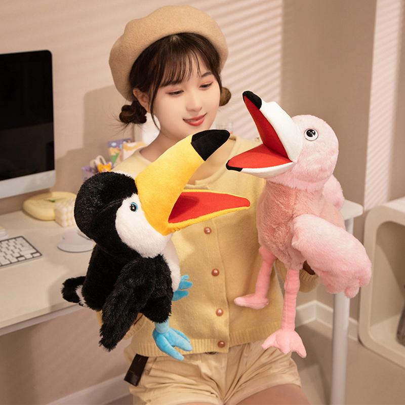 35Cm New 6 Style Toucan Hand Puppet Plush Toys Toucan Parrot Bald Eagle Peacock Owl Flamingo Children'S Game Plush Dolls Gifts