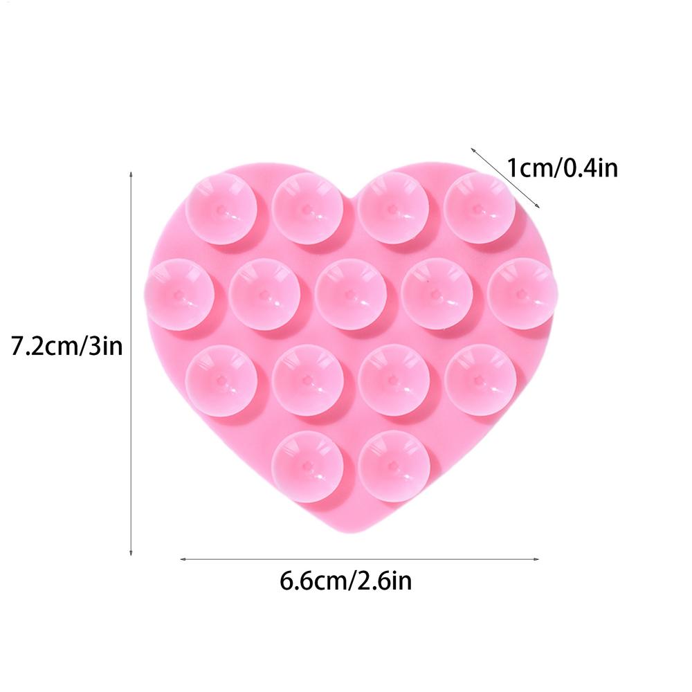 1PC Heart-shape Sucker Support Silicone Sucker Strong Adsorption Mobile Phone Fixed Pad Hand-Free Washable Suction Cup Bracket