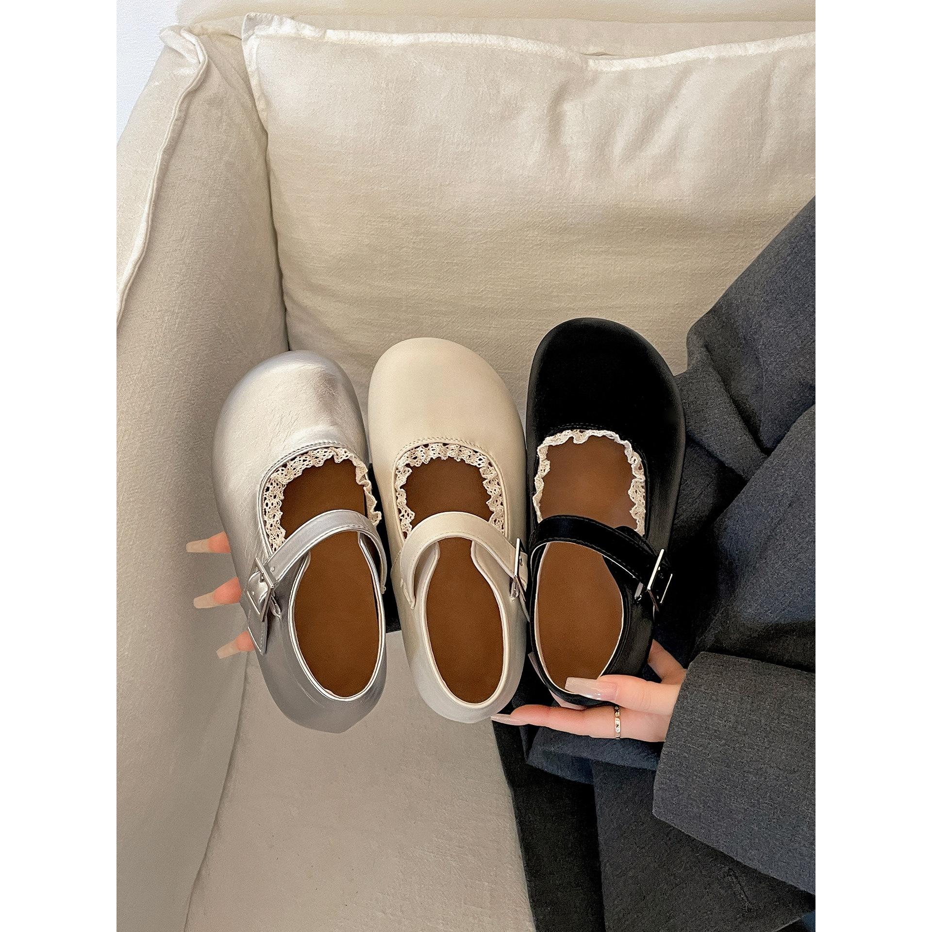 

Small height increase thick sole shallow mouth single shoes 2026 spring and autumn with skirt Mary Jane shoes 40 срібний