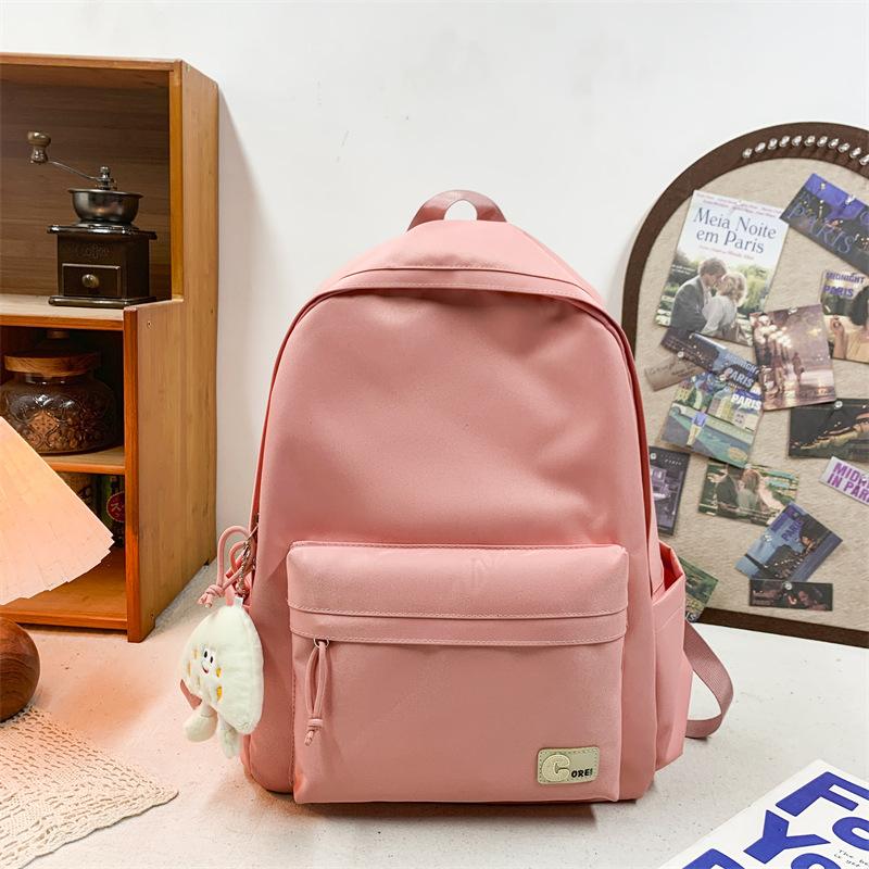 Schoolbag new ins wind Japanese soft sister schoolbag female Korean version solid color middle school student backpack light travel backpack