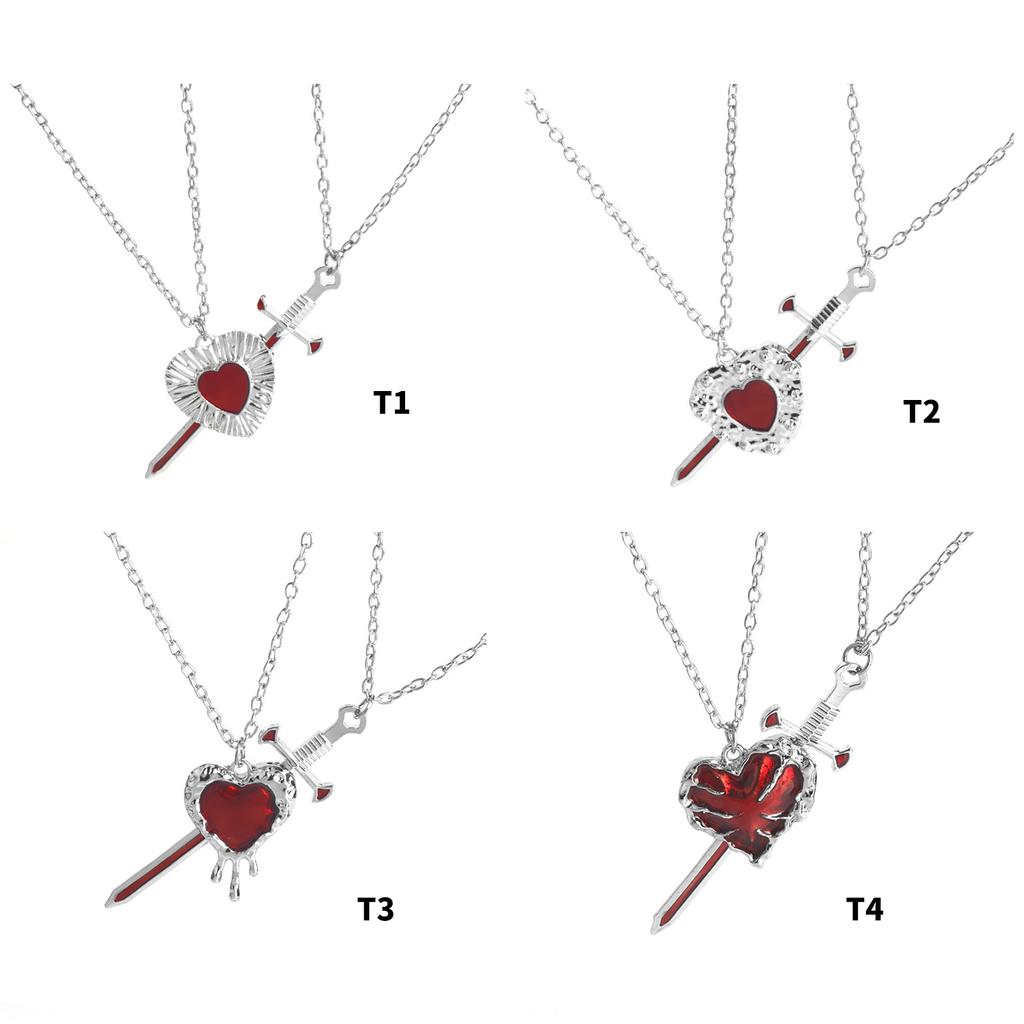 Alloy Swords Heart Pendant Necklace for Couples Stylish Collarbone Chain Gift for Special Occasions and Daily Wear