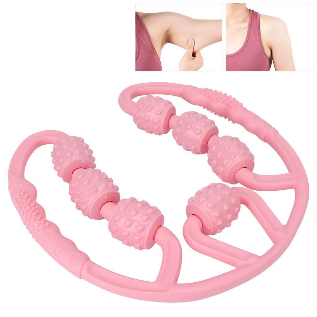 Leg Massage Roller 7 Wheels All Round Massaging Relieve Muscle Soreness Leg Rollers for Calf Thigh Pink