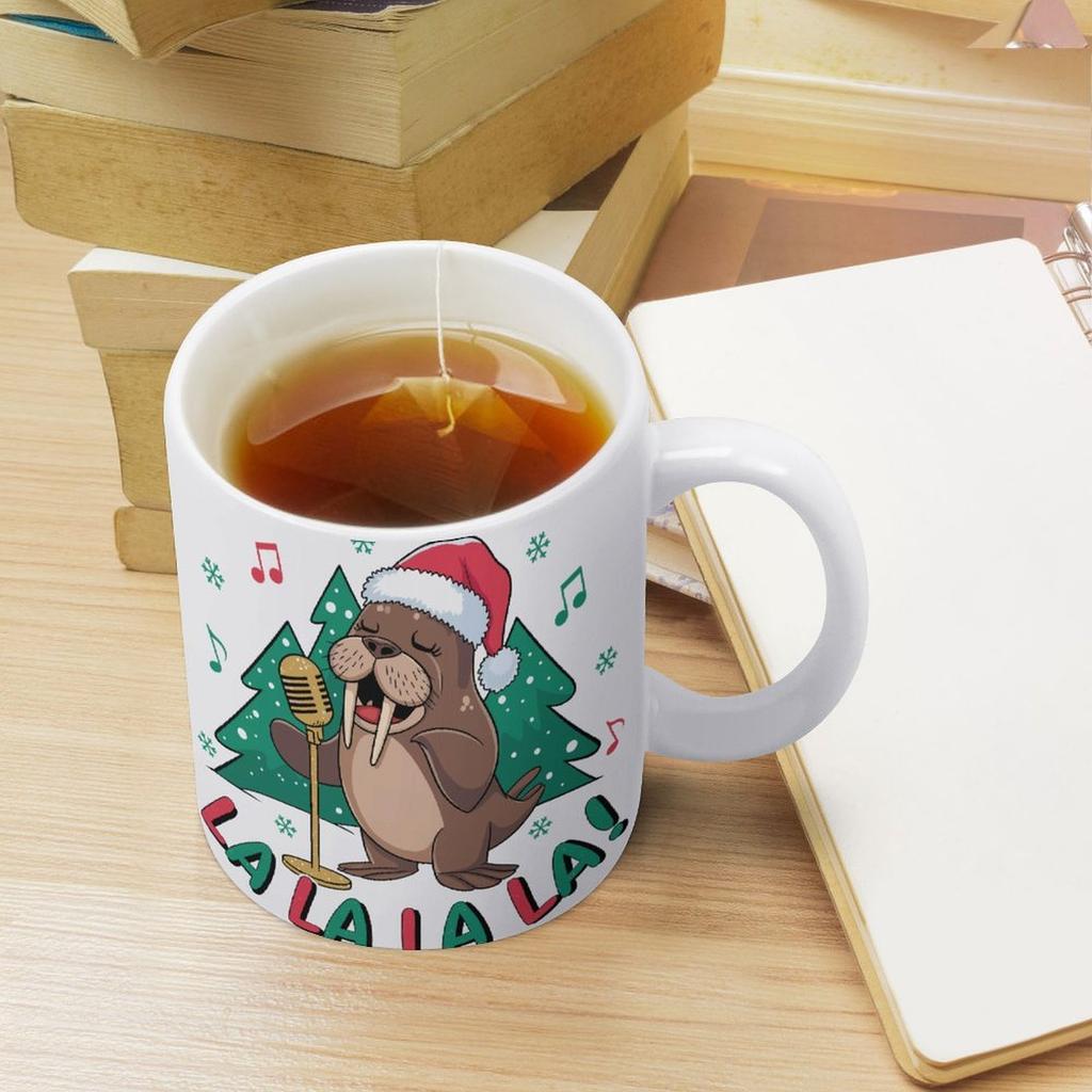 1pc 11oz blank ceramic mug, double-sided printed tea coffee cup, glossy look, durable wall thickness, classic white mug for daily beverages