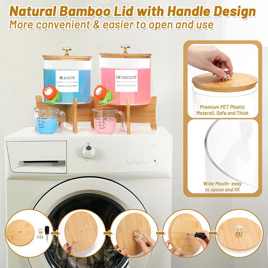 Laundry Detergent Dispenser Laundry Soap Dispenser with Stand Organization and Storage Box Faucets Acrylic Laundry Container