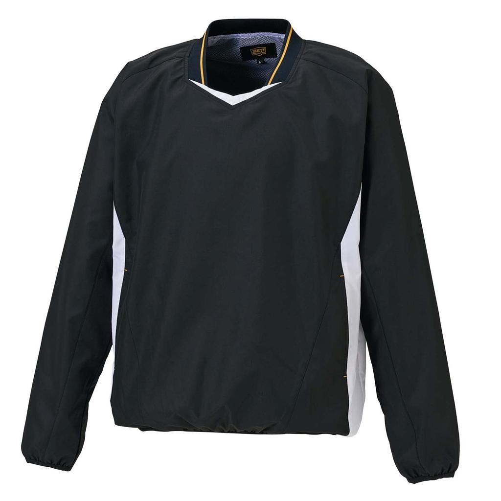 ZETT Baseball Youth Long Sleeve Black x White Size Fits heights chest and waist V-Neck Jumper, (1911A), 140, BOV331J. 135-145cm, 64-72cm, 57-63cm.