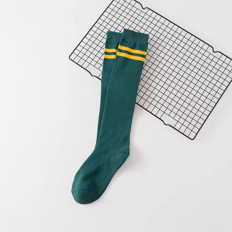 

Длинные гольфы, чулки, женские, однотонные, в полоску, повседневные, спортивные, теплые, дышащие, носки для теленка, корейская мода, японский стиль One Size темно-зеленого