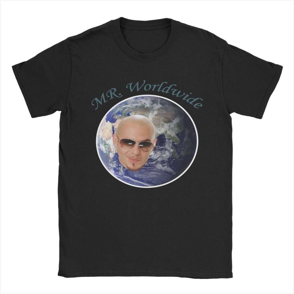 Novelty Pitbull Rapper Mr. Worldwide T-Shirt Men O Neck Pure Cotton T Shirt  Short Sleeve Tee Shirt Plus Size Tops