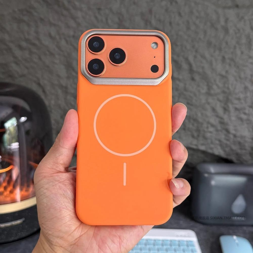 Minimalist Orange Slim Magnetic Case For For Iphone 13 12 14 1 16 17 Pro Max Plus 17E E Air for Shockproof Cover Funda