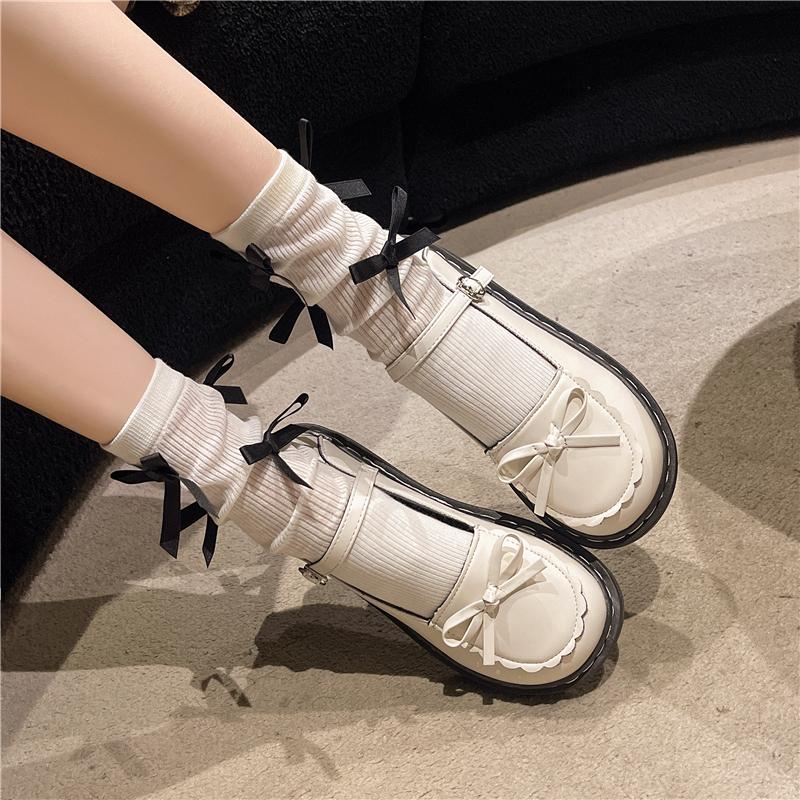 Butterfly Mary Jane Shoes  brown Retro uniform shoes loafers Summer Buckle Strap College Style jk small leather shoes
