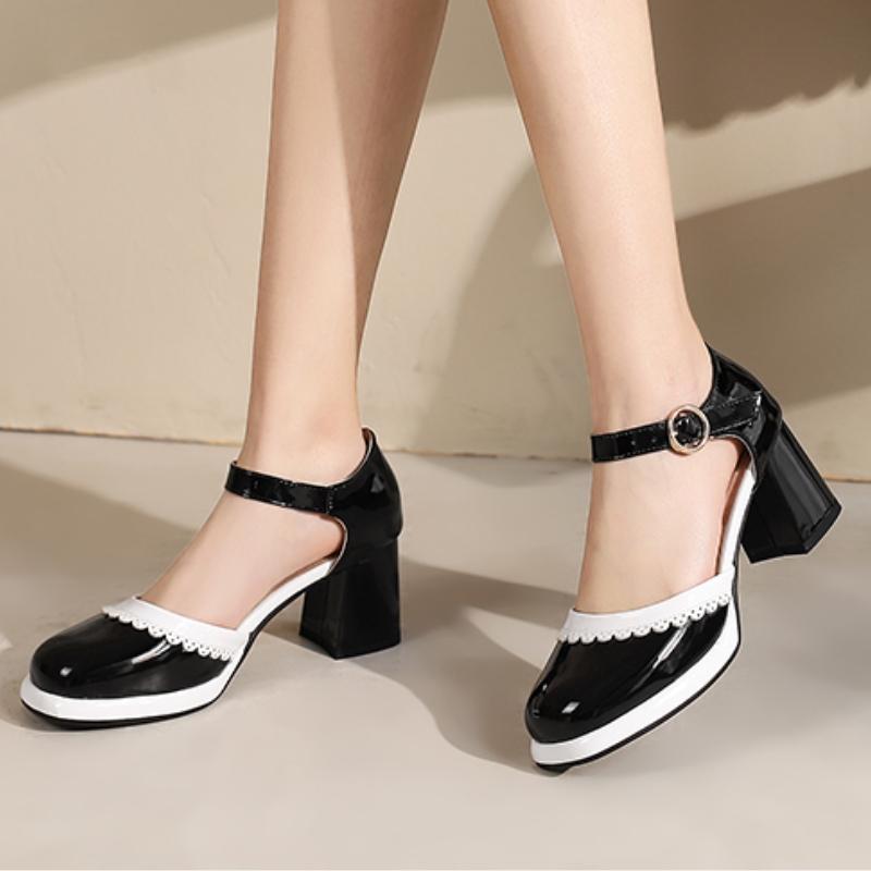 Fashion Summer Sandals Lolitas Shoes for Women Sweet High Heels Large Size Straps D'Orsay Pumps Pink Blue Heeled Wedding Shoes Ladies