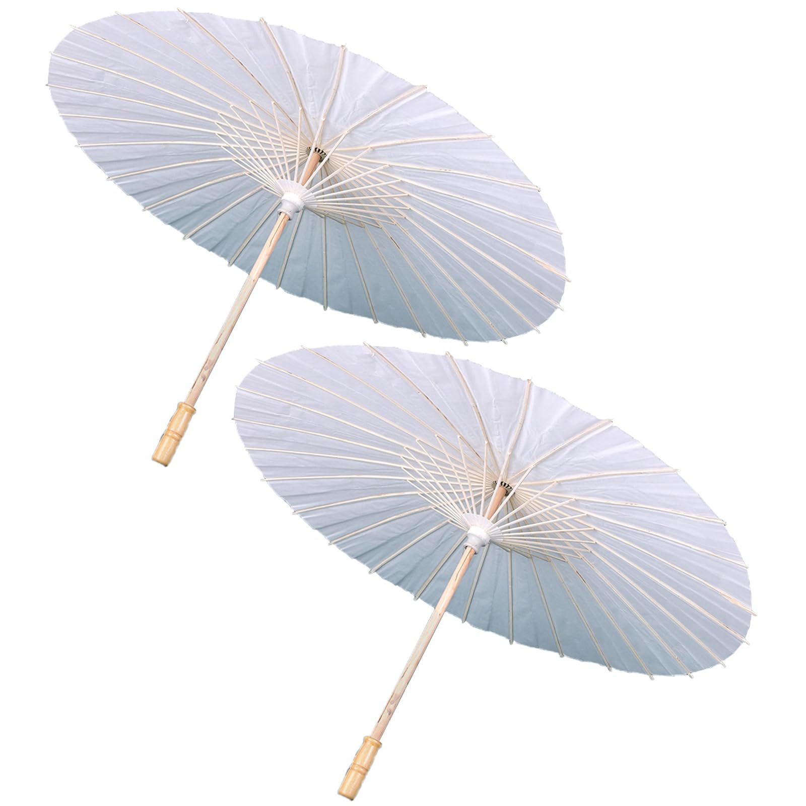 

YiyiLai 84cm Diameter, Set of 2 Paper Umbrellas, White, DIY Parasol, Japanese Style, Sun Umbrella, for Bridal Use, Weddings, Anniversaries, Props,
