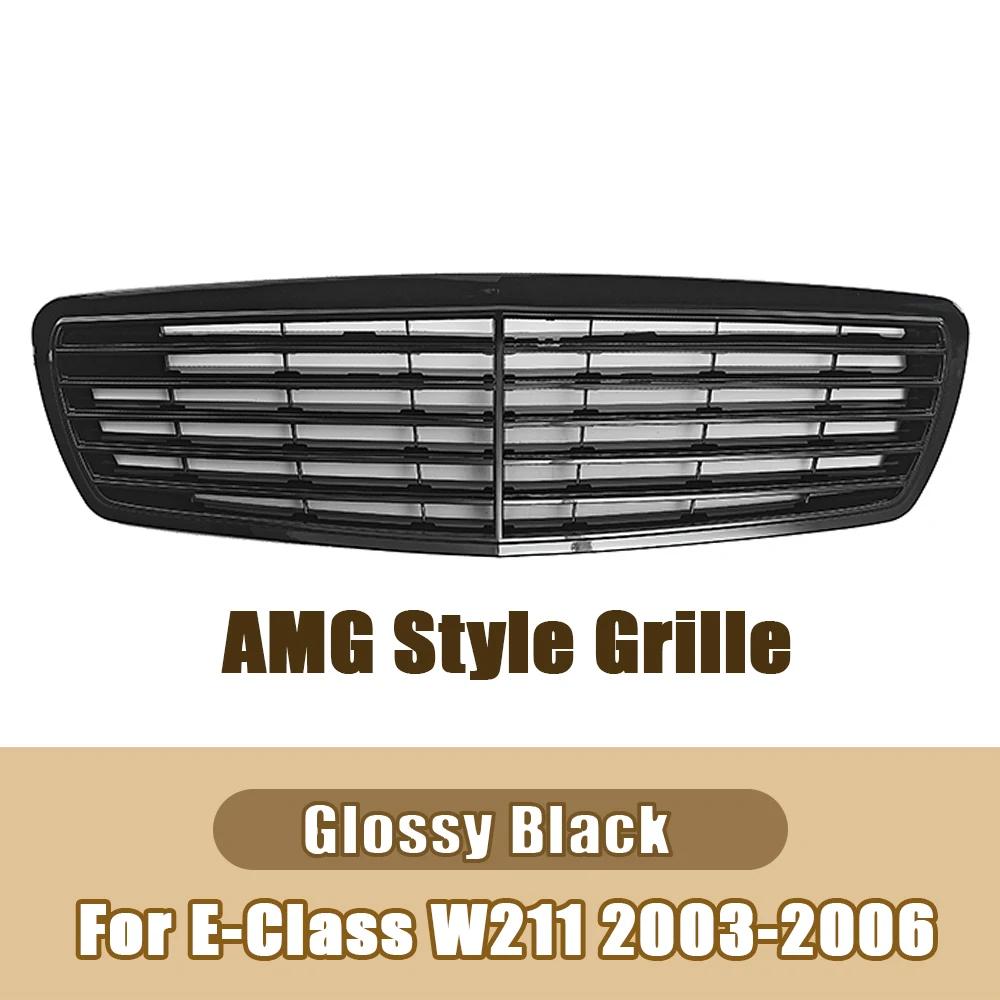 XVIP Chrome Black GTR Style Upper Grille For Mercedes Benz E-Class W211 E320 E350 E55 AMG 2003-06 Racing Grilles Car Accessories