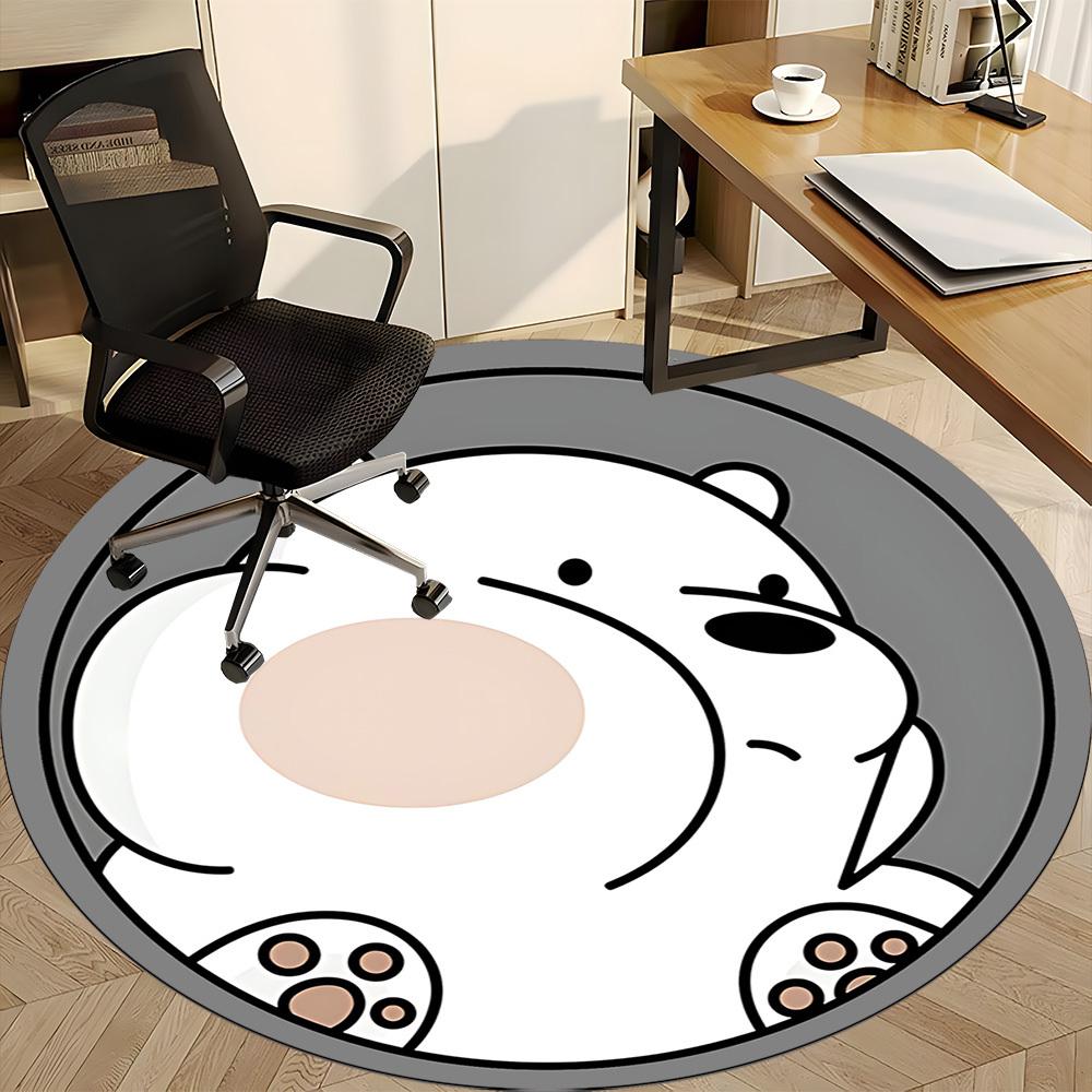 1pc We Bare Bears Office Round Area Rug, Under Office Chairs Bedroom Living Room Home Decor, Room Deco, Available In Various Sizes