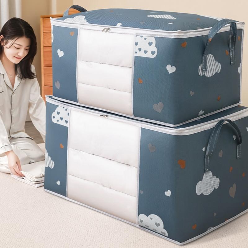 4Pcs Quilt Storage Container with Lids Large Capacity Fabric Quilt Bags Versatile Storage Bin for Household Use