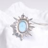 Echter Edelstein, natürlicher blauer Larimar, große Edelstein-Anhänger-Halskette, 925er Silber, edler Schmuck für Frauen, Geburtstags- und Weihnachtsgeschenke