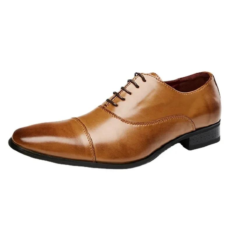 Fashion Genuine Leather Men Formal Shoes 2024 Spring Shoes Men Fashion High Quality Leather Business Classic Office Wedding Dress Shoes