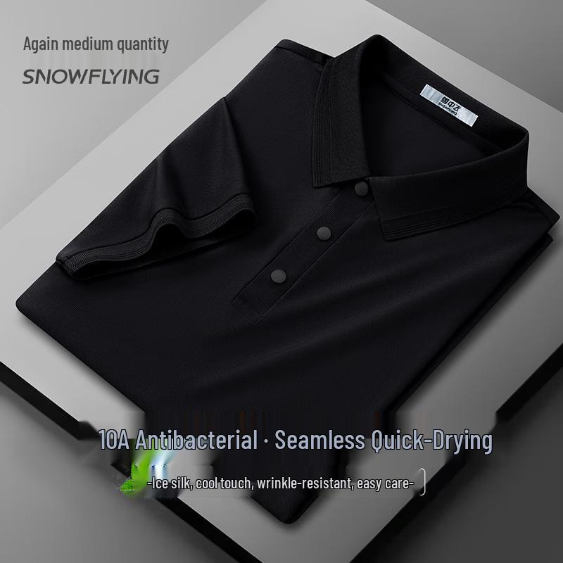 SNOWFLYING Men s Antibacterial Ice Silk Polo Shirt L