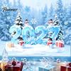 Holiday Glass Stickers 2027 Christmas Winter Window Cling, Static Sticker with Snowman, Bathroom Decoration Tree, Snowfalke, Removable Waterproof Door