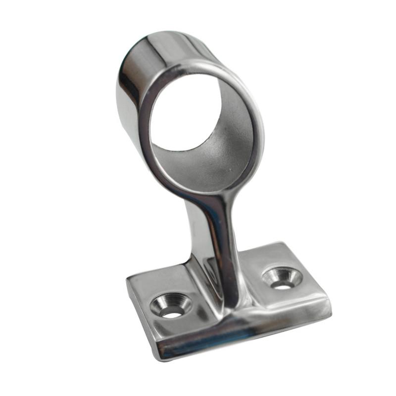 2Pcs Marine Boat 1" 25mm 60 Degree Center Base Stanchion Hand Rail Fitting Silver 316 Stainless Steel