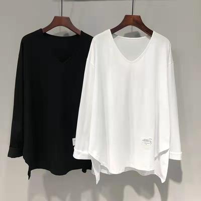 New Autumn and Winter White Long-sleeved T-shirt for Women Pure Cotton Loose Label Mid-length Inner Bottoming Shirt Top