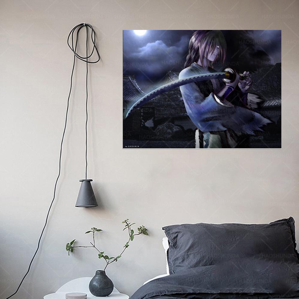 Japanese Anime Rurouni Kenshin Samurai Pop Movie Canvas Art Print Poster Wall Picture Home Decor Painting Frame