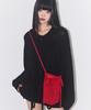 Illigo Fleur Diamond Knit Crossbody Bag Red