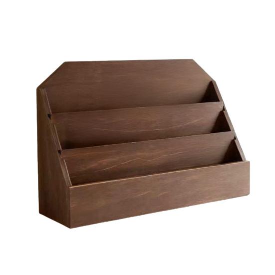 Greeting Card Display Stand Wooden 3-Tier Storage Rack with Rustic Brown Finish Large Capacity Postcards Stickers Organizer for кофейный 2400₽