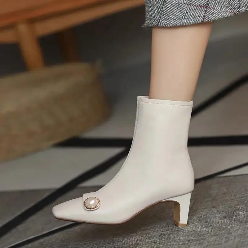 Fashion Booties Very High Heels Ankle Boots for Women Heeled Solid Color Elegant Fashion 2024 Spring Large Size Warm Woman Short Shoes