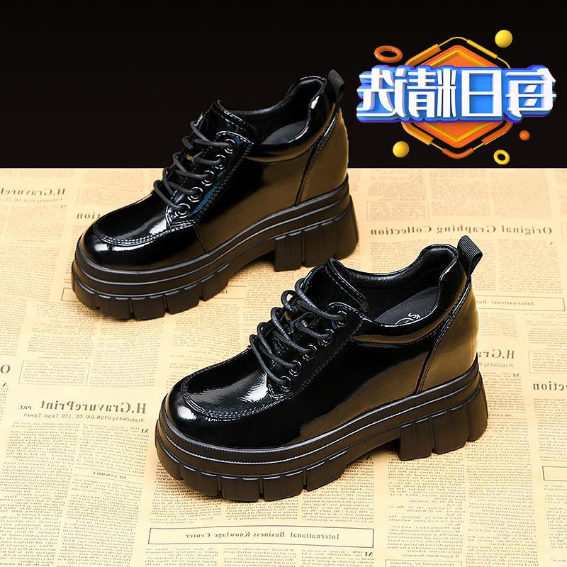 

Inner height increase small leather shoes women s new foot loafers platform single shoes small Wenzhou shoes muffin autumn fashion and leisure 35 чёрный