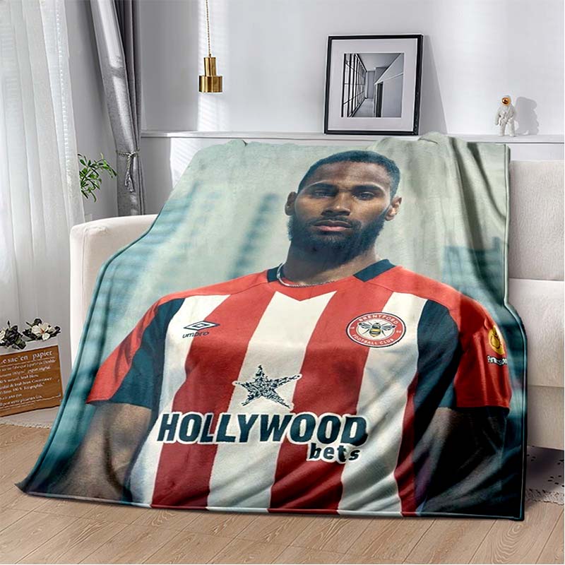 Brentford FC Bee Logo Red White Black Vertical Stripe Print Soft Flannel Throw Blanket Warm Sofa Bed Decor Cover For Football Fans